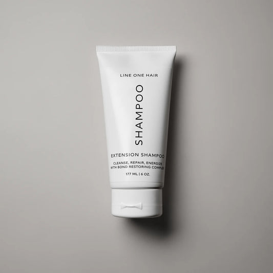 LINEONE Hair Extension Shampoo 6 oz white tube with vertical text and bond-restoring complex