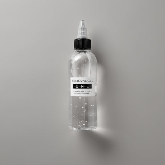 LINEONE Hair Removal Gel clear bottle with black twist nozzle cap and One label noting 72% alcohol
