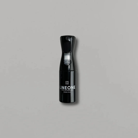 LINEONE Hair The Mr. continuous-mist bottle in glossy black with white Beverly Hills logo