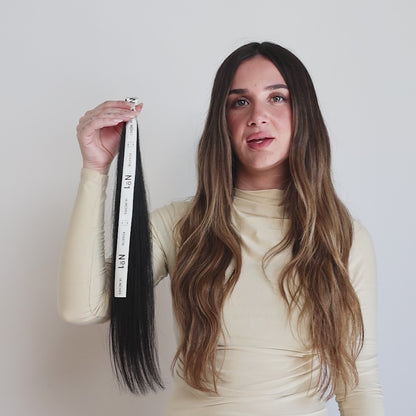 1 Jet Black Keratin Tip Straight Hair Extensions | LINEONE Hair