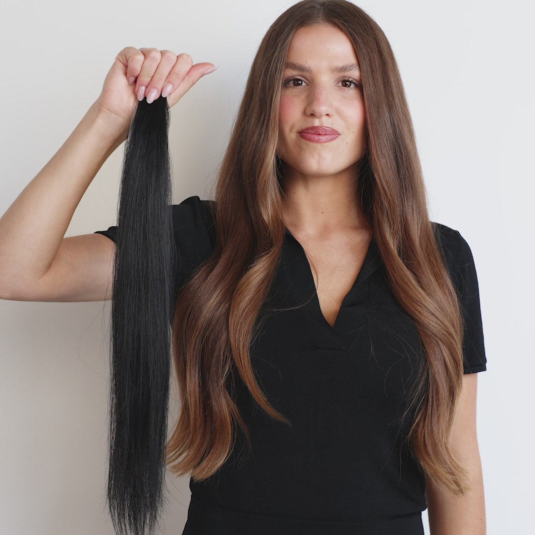 1 Jet Black Invisible Tape Hair Extensions | LINEONE Hair