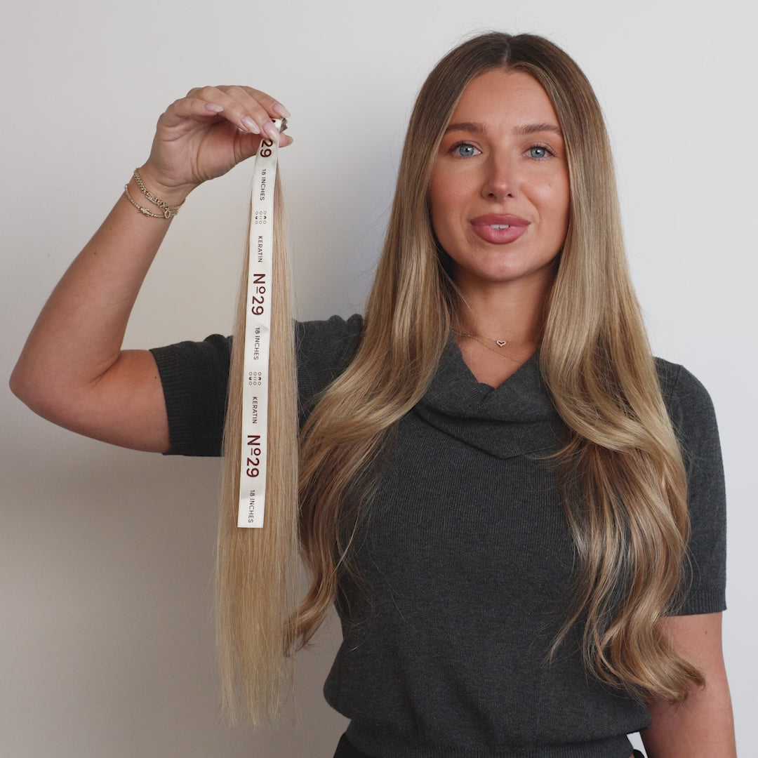 29 Rooted Medium Dimensional Blonde Keratin Tip Straight Hair Extensions | LINEONE Hair