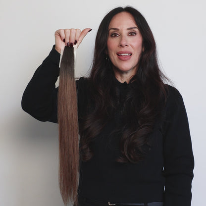 10 Rooted Light Brunette Invisible Tape Hair Extensions | LINEONE Hair