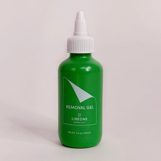 LINEONE Hair Removal Gel green bottle with white nozzle cap, front label