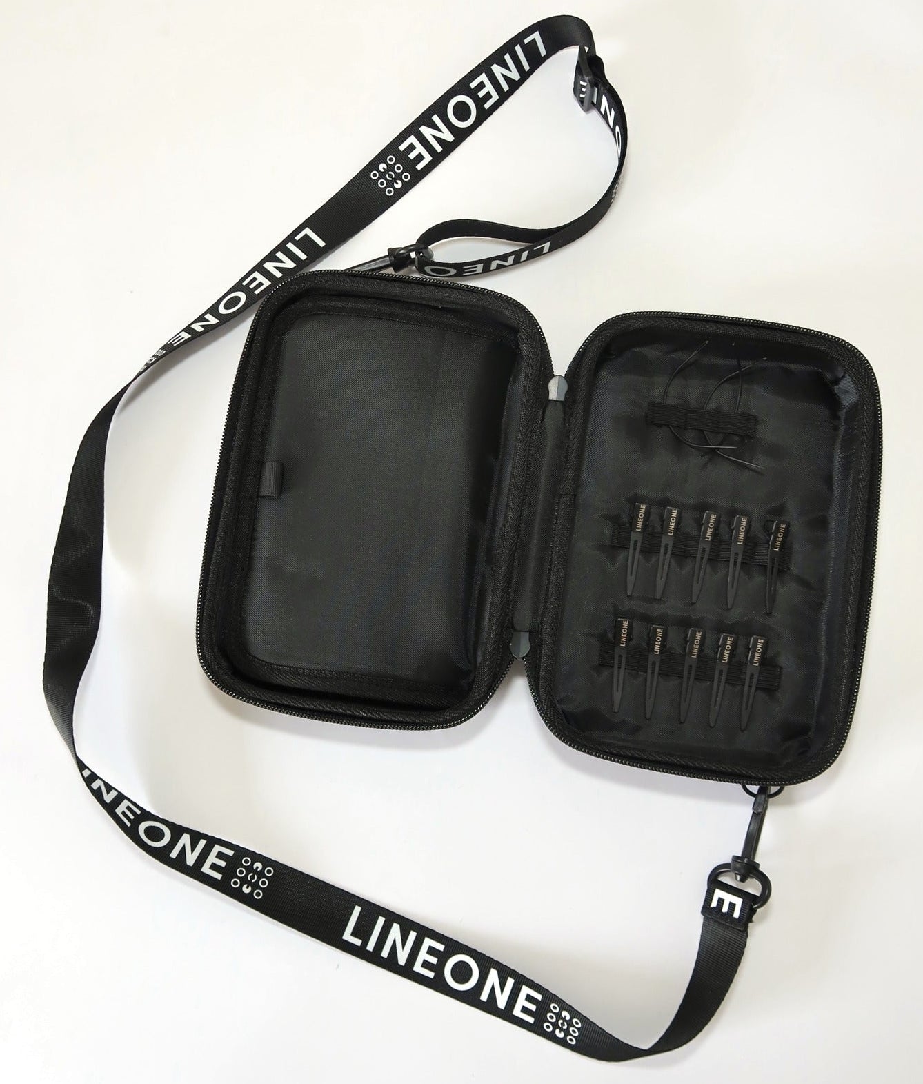 LINEONE Hair Weft Extension Toolkit interior storage rows for clips and accessories